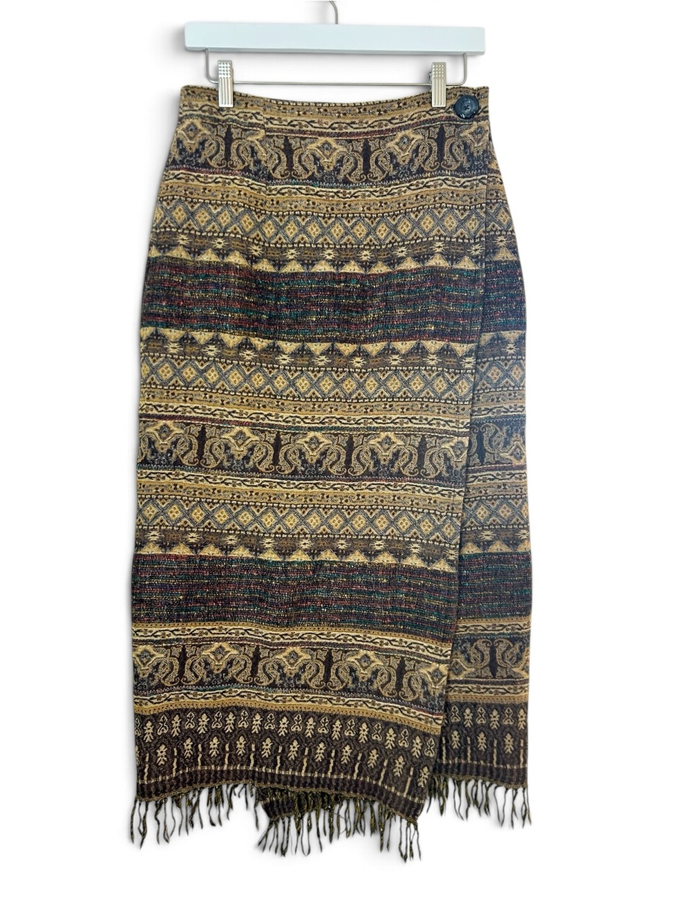 Vintage Tasha Polizzi TP SaddleBlanket Wool Wraps Maxi Skirt M Western Boho